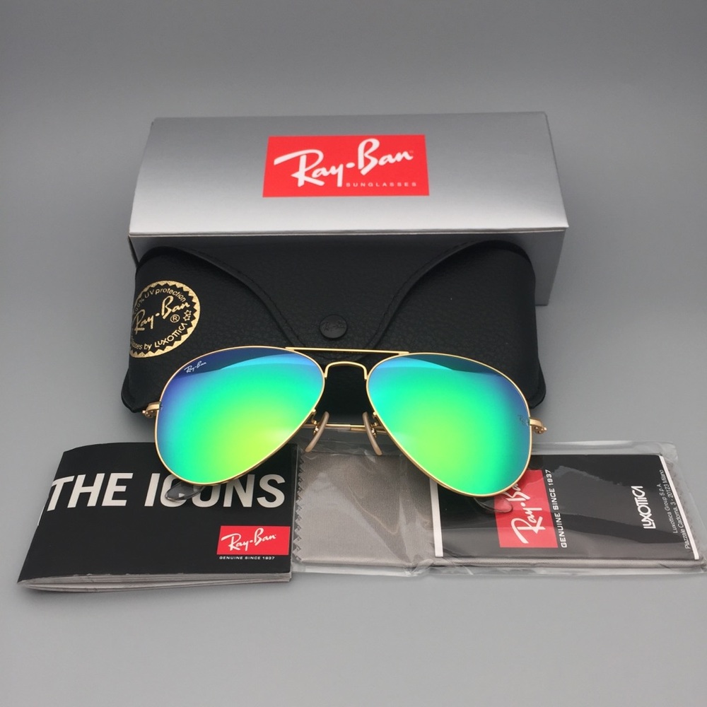 RB3025 112/19 Ray-Ban Gold Green Sunglasses New